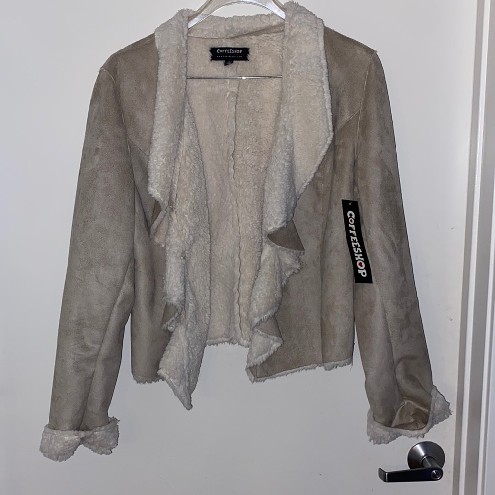 🔥coffeeshop faux Fur suede jacket XL new